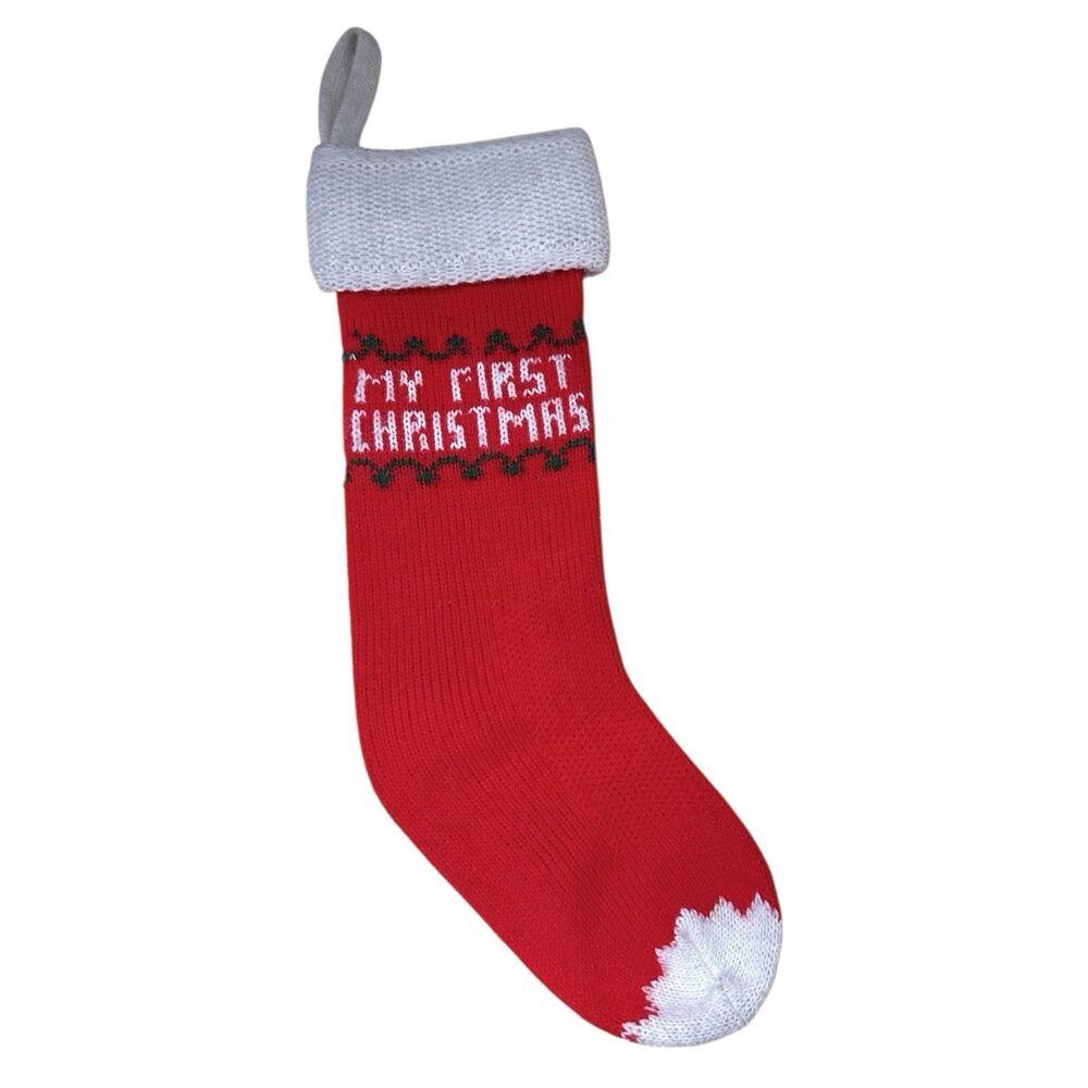 “My First Christmas” Baby Red Knit Holiday Christmas Thin Stocking 15” Height